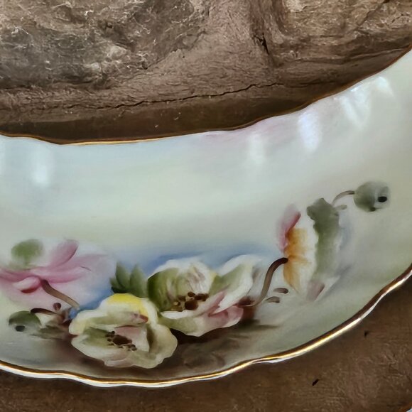 Lefton "TO A WILD ROSE" Half Moon Side Bone Dishes Set of 4 - Picture 2 of 8